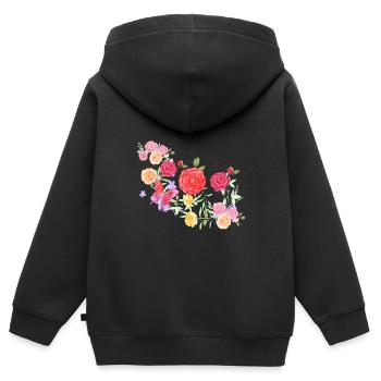laurier-rose,fleur,roses,vigne,floral,fleurs - Sweat Premium à capuche zippé enfant bio - noir - Dos - AI Model Kid Male (0cm)