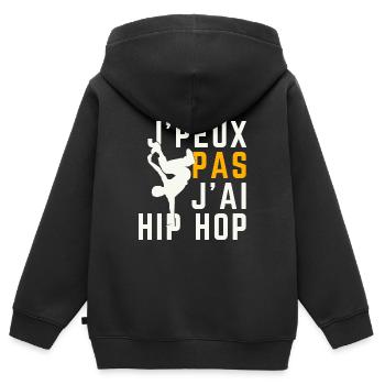 J peux pas j ai Hip Hop - Sweat Premium à capuche zippé enfant bio - noir - Dos - AI Model Kid Male (0cm)