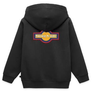 moving people - Kids Premium Organic Zip-up Hoodie - black - Back - AI Model Kid Male (0cm)