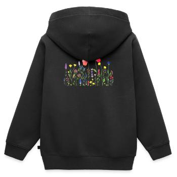 Illustration Fleurs sauvages Fleurs d’été Floraison Fl - Sweat Premium à capuche zippé enfant bio - noir - Dos - AI Model Kid Male (0cm)