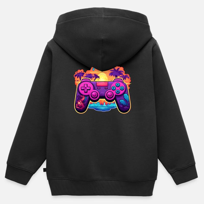 Joueur - Sweat Premium à capuche zippé enfant bio - noir