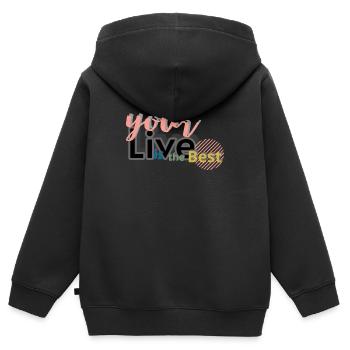 your Live is the Best - Kinder Premium Organic Zip Hoodie - Schwarz - Hinten - AI Model Kid Male (0cm)