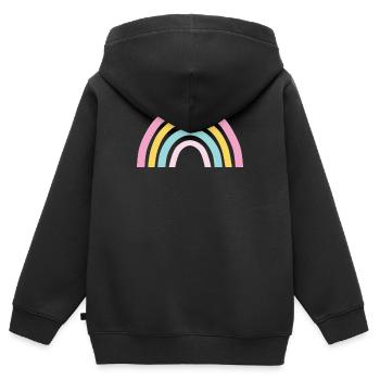 Arc-en-ciel pastel - Sweat Premium à capuche zippé enfant bio - noir - Dos - AI Model Kid Male (0cm)