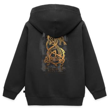 Fenrir Wolf - Valhalla - Nordique - Odin - Sweat Premium à capuche zippé enfant bio - noir - Dos - AI Model Kid Male (0cm)