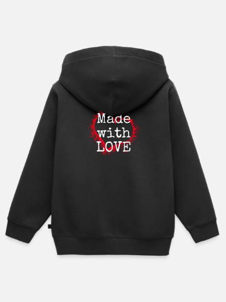 Made with love - Kids Premium Organic Zip-up Hoodie - black