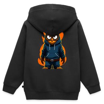 Hibou avec sweat à capuche - Sweat Premium à capuche zippé enfant bio - noir - Dos - AI Model Kid Male (0cm)