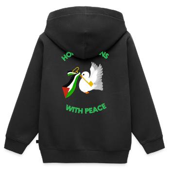 Hope Returns with Peace - Palestine Design - Kinder Premium Organic Zip Hoodie - Schwarz - Hinten - AI Model Kid Male (0cm)