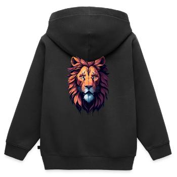 Illustration du lion - Sweat Premium à capuche zippé enfant bio - noir - Dos - AI Model Kid Male (0cm)