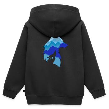 Loup des montagnes bleues - Sweat Premium à capuche zippé enfant bio - noir - Dos - AI Model Kid Male (0cm)