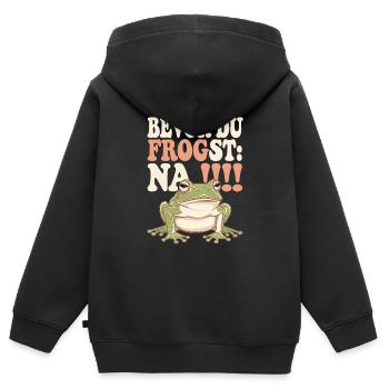 Bevor Du frogst: NA!!! - Kinder Premium Organic Zip Hoodie - Schwarz - Hinten - AI Model Kid Male (0cm)