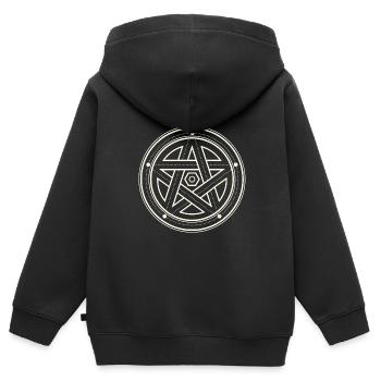 Géométrie sacrée - Sweat Premium à capuche zippé enfant bio - noir - Dos - AI Model Kid Male (0cm)