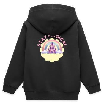 Stay Magical, Castle in the rainbow - Kids Premium Organic Zip-up Hoodie - black - Back - AI Model Kid Male (0cm)