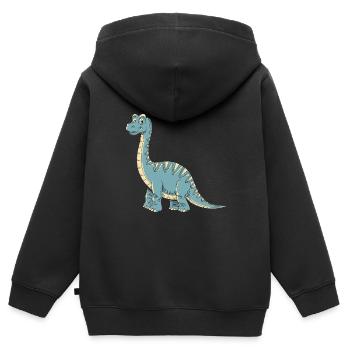 Dinosaure - Sweat Premium à capuche zippé enfant bio - noir - Dos - AI Model Kid Male (0cm)