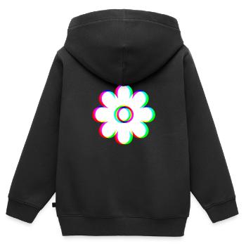 EDM Trikolor - Blüte 2 - Glitch - Rave Stil - Kinder Premium Organic Zip Hoodie - Schwarz - Hinten - AI Model Kid Male (0cm)