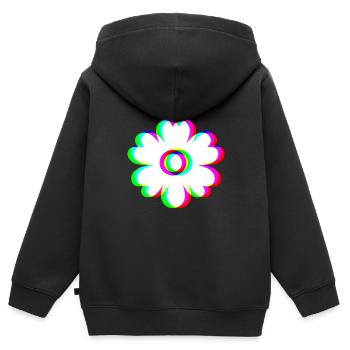 EDM Trikolor - Blüten - Glitch - Rave Stil - Kinder Premium Organic Zip Hoodie - Schwarz - Hinten - AI Model Kid Male (0cm)