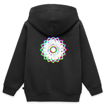 EDM Trikolor - Geometrical Mandala 2 - Glitch - Kinder Premium Organic Zip Hoodie - Schwarz - Hinten - AI Model Kid Male (0cm)