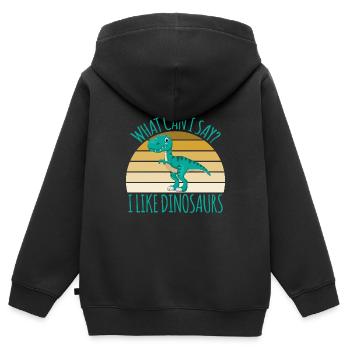 Dino Dinosaurier Urzeit Echse - Kinder Premium Organic Zip Hoodie - Schwarz - Hinten - AI Model Kid Male (0cm)
