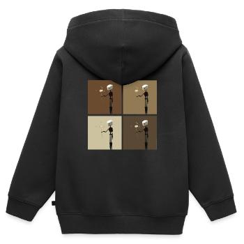 RoboCollage - Kinder Premium Organic Zip Hoodie - Schwarz - Hinten - AI Model Kid Male (0cm)