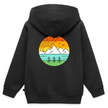 Paysage Nature - Sweat Premium à capuche zippé enfant bio - noir - Dos - AI Model Kid Male (0cm)