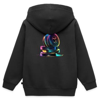 BANDES, enregistrements - Sweat Premium à capuche zippé enfant bio - noir - Dos - AI Model Kid Male (0cm)