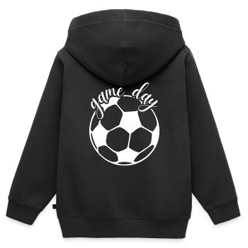SPIELTAG - Kinder Premium Organic Zip Hoodie - Schwarz - Hinten - AI Model Kid Male (0cm)