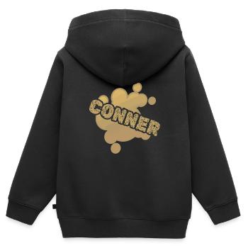 Prénom Conner - Sweat Premium à capuche zippé enfant bio - noir - Dos - AI Model Kid Male (0cm)