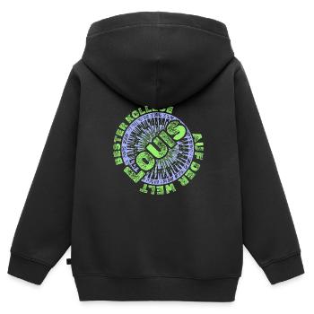 Louis - Kinder Premium Organic Zip Hoodie - Schwarz - Hinten - AI Model Kid Male (0cm)