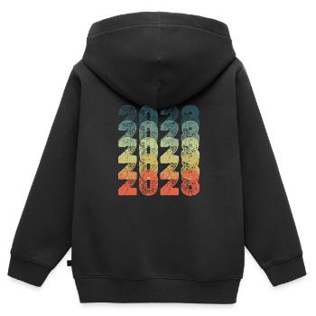 2028 2028 - Kinder Premium Organic Zip Hoodie - Schwarz - Hinten - AI Model Kid Male (0cm)