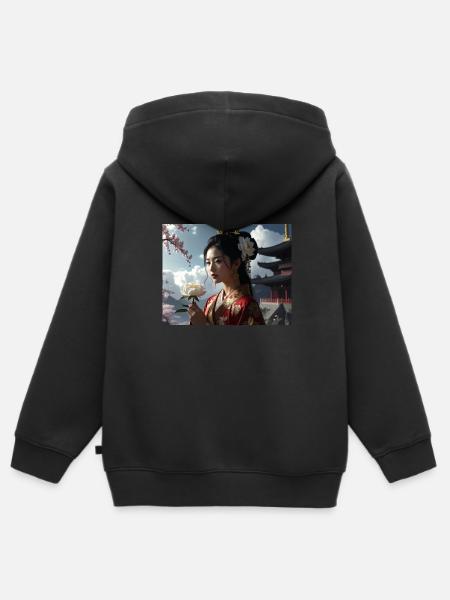 asiatin,geisha,japan,illustration - Kinder Premium Organic Zip Hoodie - Schwarz