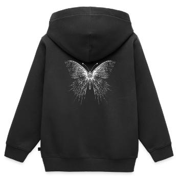Papillon en code Ascii - Sweat Premium à capuche zippé enfant bio - noir - Dos - AI Model Kid Male (0cm)
