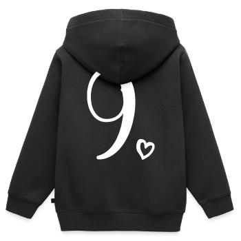 9th Birthday Kids Girls 9 Years Old Cute Number 9 - Kids Premium Organic Zip-up Hoodie - black - Back - AI Model Kid Male (0cm)