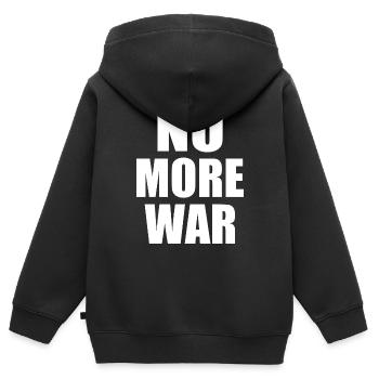 No more war - Sweat Premium à capuche zippé enfant bio - noir - Dos - AI Model Kid Male (0cm)