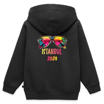 Istanbul 2024 - Kinder Premium Organic Zip Hoodie - Schwarz - Hinten - AI Model Kid Male (0cm)
