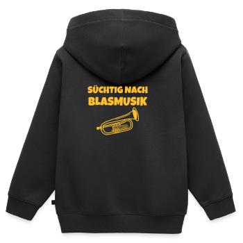 Süchtig nach Blasmusik - Kinder Premium Organic Zip Hoodie - Schwarz - Hinten - AI Model Kid Male (0cm)