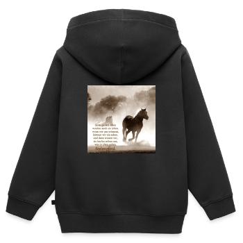 Seelenpferd Andenken Kissen Tassen Geschenkidee - Kinder Premium Organic Zip Hoodie - Schwarz - Hinten - AI Model Kid Male (0cm)