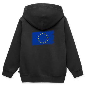 Europe Drapeau Étoiles Drapeau UE - Sweat Premium à capuche zippé enfant bio - noir - Dos - AI Model Kid Male (0cm)