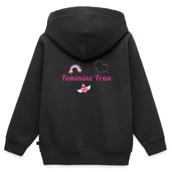 Feminine Frau, Regenbogen, Herz, LGBTQ - Kinder Premium Organic Zip Hoodie - Schwarz - Hinten - AI Model Kid Male (0cm)