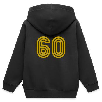 60. 60 ANS. 60e ANNIVERSAIRE. ANNIVERSAIRE 60 ANS. - Sweat Premium à capuche zippé enfant bio - noir - Dos - AI Model Kid Male (0cm)