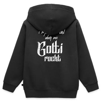 Swiss German mom is cool but Gotti rocks! - Kids Premium Organic Zip-up Hoodie - black - Back - AI Model Kid Male (0cm)