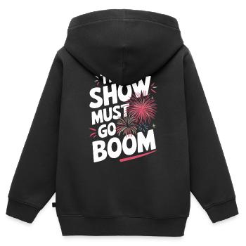 Pyrotechnie Feux d’artifice Pyrotechnie - Sweat Premium à capuche zippé enfant bio - noir - Dos - AI Model Kid Male (0cm)