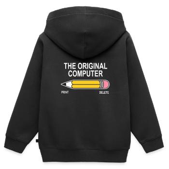 original ordinateur Humour drôles sarcastique geek - Sweat Premium à capuche zippé enfant bio - noir - Dos - AI Model Kid Male (0cm)