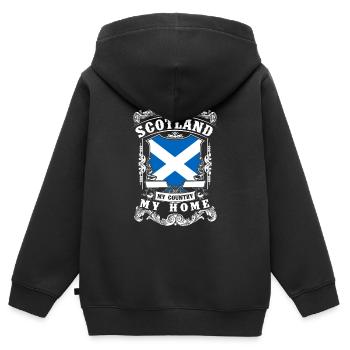 Scotland - My country - My home - Sweat Premium à capuche zippé enfant bio - noir - Dos - AI Model Kid Male (0cm)