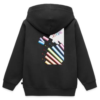 amour écrit - Sweat Premium à capuche zippé enfant bio - noir - Dos - AI Model Kid Male (0cm)