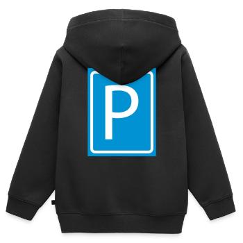 P Parking Parking Parking Parking 2c - Kids Premium Organic Zip-up Hoodie - black - Back - AI Model Kid Male (0cm)