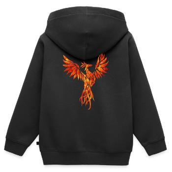 fire phoenix - Sweat Premium à capuche zippé enfant bio - noir - Dos - AI Model Kid Male (0cm)