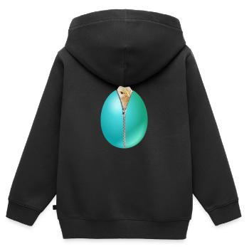Chick Zip Easter Egg cadeau - Sweat Premium à capuche zippé enfant bio - noir - Dos - AI Model Kid Male (0cm)