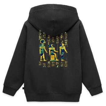 Egyptian Deities on hieroglyphics gold and marble - Kids Premium Organic Zip-up Hoodie - black - Back - AI Model Kid Male (0cm)