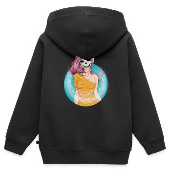 Crâne du vent - Sweat Premium à capuche zippé enfant bio - noir - Dos - AI Model Kid Male (0cm)