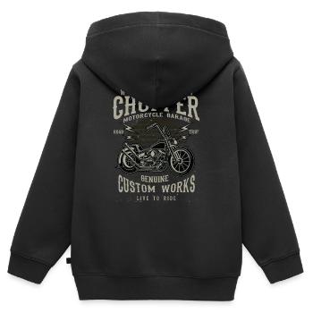 Chopper - Kinder Premium Organic Zip Hoodie - Schwarz - Hinten - AI Model Kid Male (0cm)