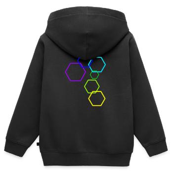 La construction [Hexagon] - Sweat Premium à capuche zippé enfant bio - noir - Dos - AI Model Kid Male (0cm)